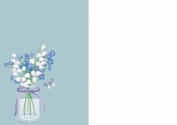 Blue and White Flowers Sympathy Card