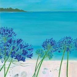 Blue Flowers by the Sea Greeting Card
