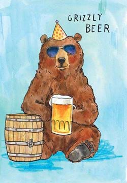 Grizzly Beer Birthday Card