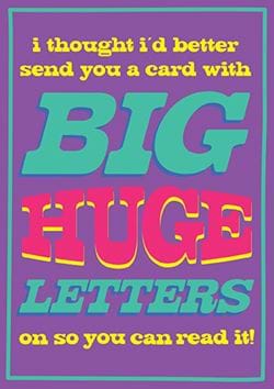 Big Huge Letters Birthday Card