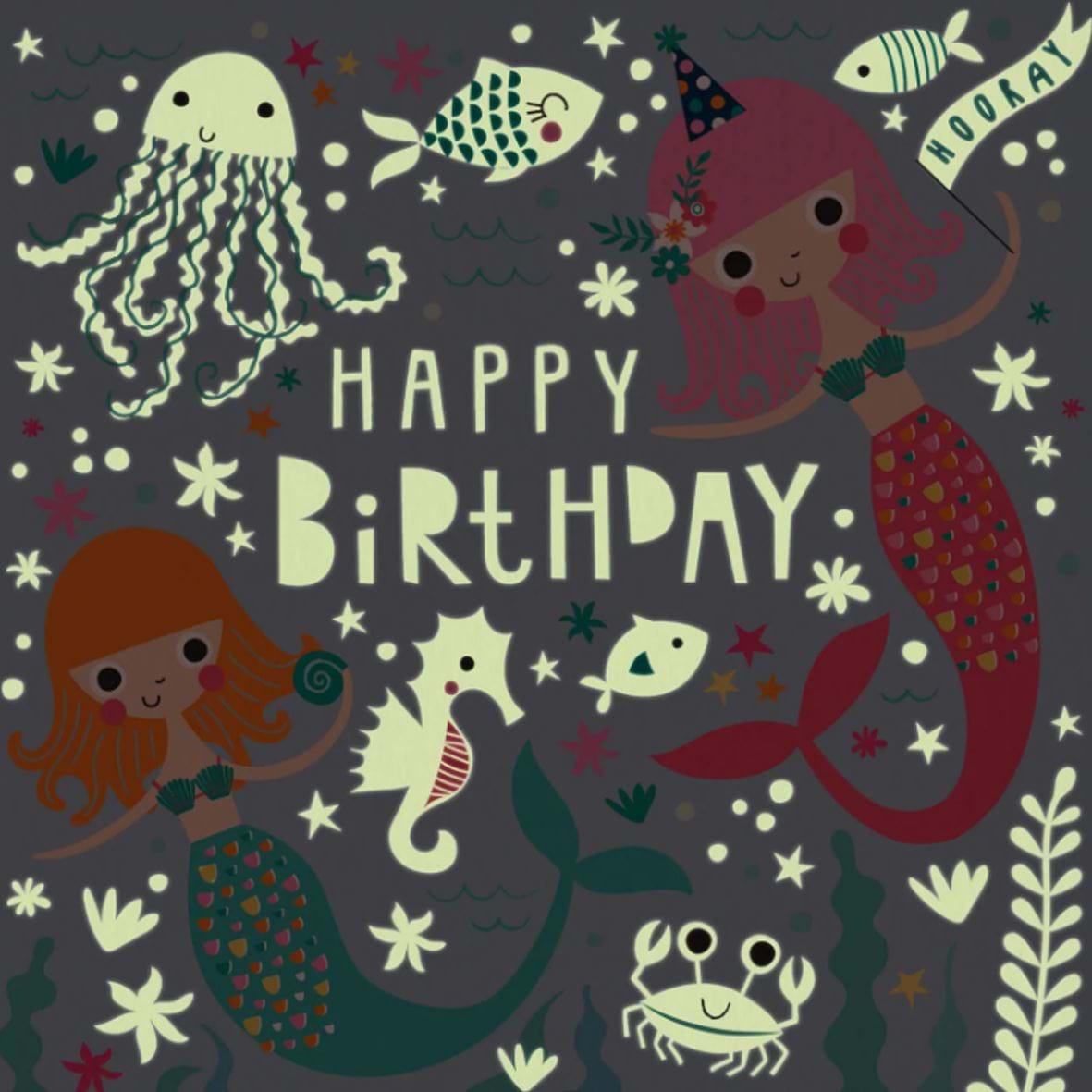 Mermaid Glow in the Dark Birthday Card