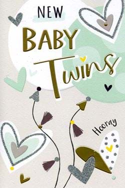 Hooray Twins New Baby Card