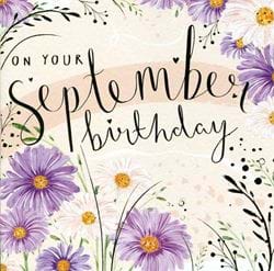 Daisies September Birthday Card
