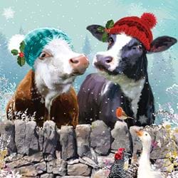 Friendly Cows - Personalised Christmas Card