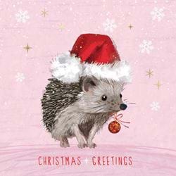 Hedgehog With Baubles - Personalised Christmas Card