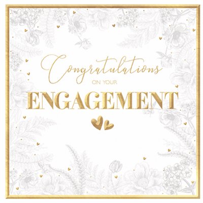 Gold Hearts Engagement Card