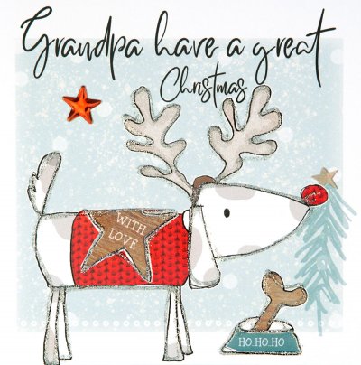 Reindeer Dog Grandpa Christmas Card