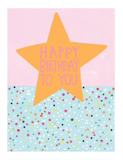 Star on Pink Birthday Card