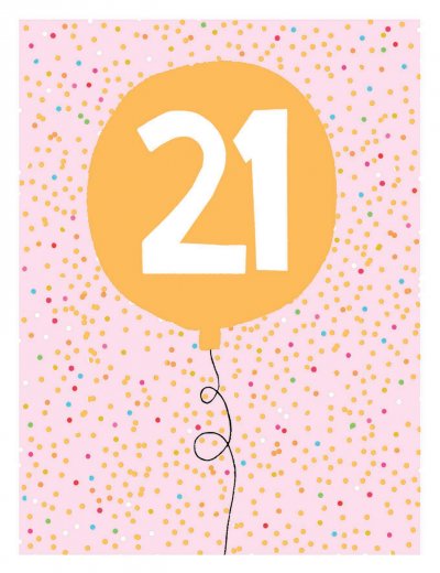 Pink Balloon 21st Birthday Card