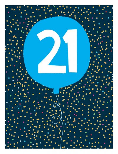 Blue Balloon 21st Birthday Card