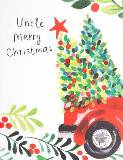 Bringing the Tree Uncle Christmas Card