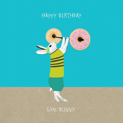 Gym Bunny Birthday Card