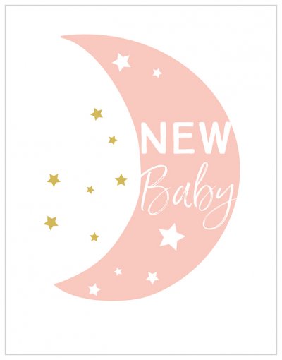 Pink Moon New Baby Card