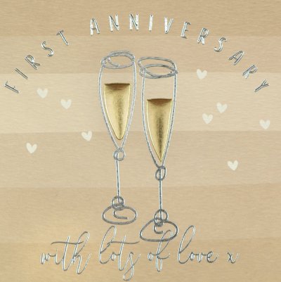 Champagne First Anniversary Card