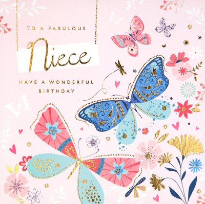 Butterflies Niece Birthday Card