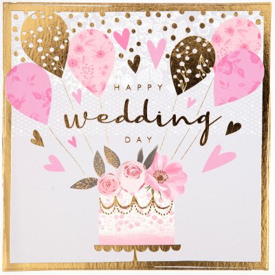 Cake and Balloons Wedding Card