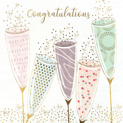 Champagne Flutes Congratulations Card