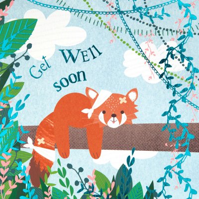 Red Panda Get Well Soon Card