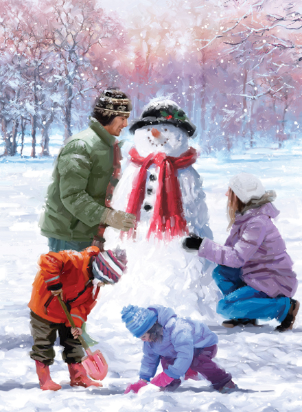 Family Snowman Personalised Christmas Card