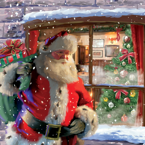 Santa by the Window Personalised Christmas Card