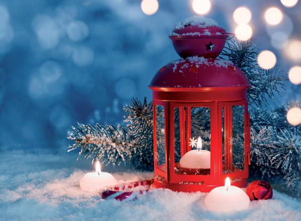 Decorated Lantern Personalised Christmas Card