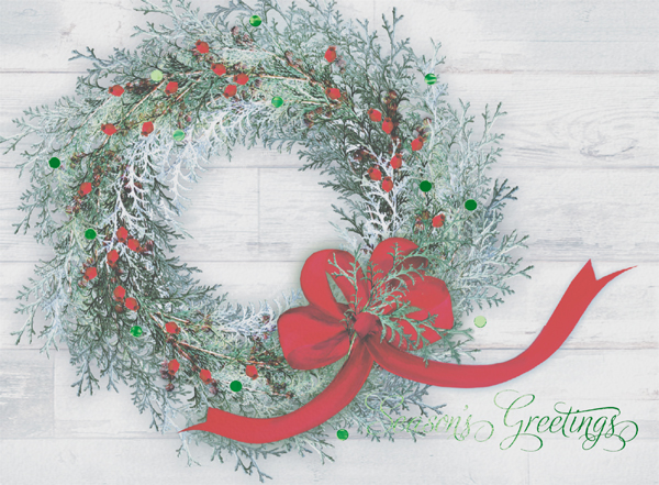 Wreath Personalised Christmas Card