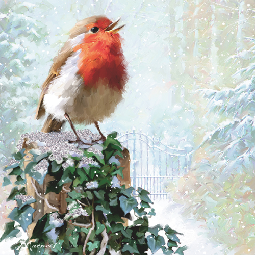 Robin on Ivy Personalised Christmas Card