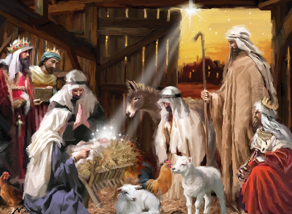 Nativity Personalised Christmas Card