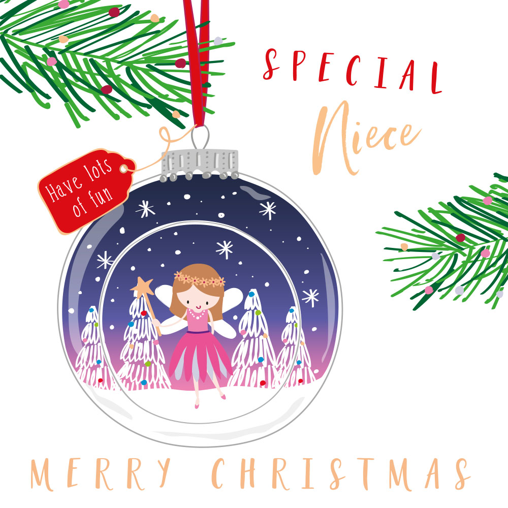 Fairy Bauble Niece Christmas Card