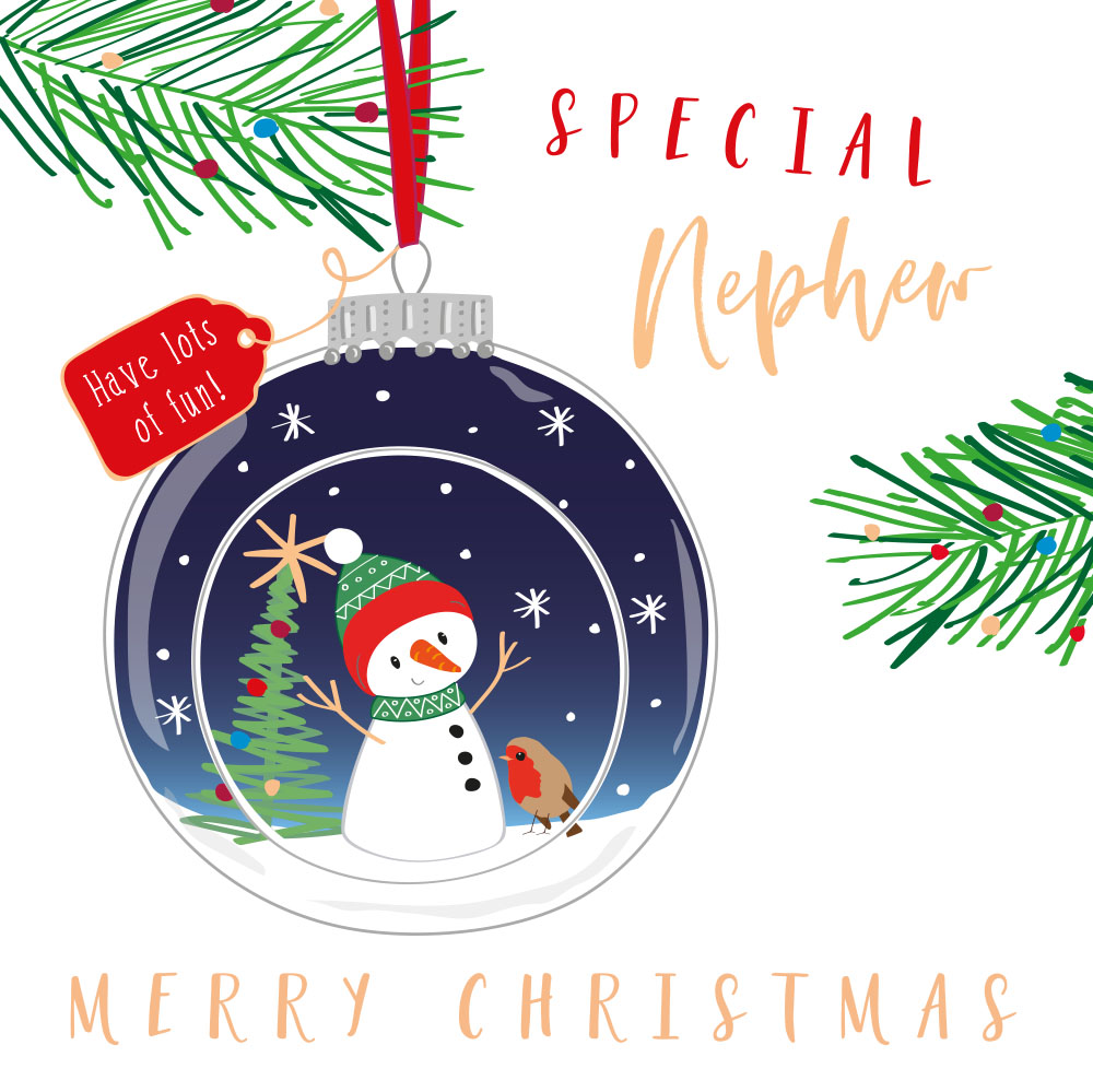 Snowman Bauble Nephew Card