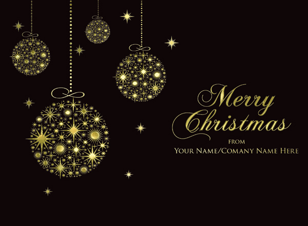Foil Baubles Front Personalised Christmas Card