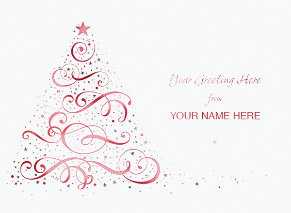 Contemporary Christmas Tree Front Personalised Christmas Card