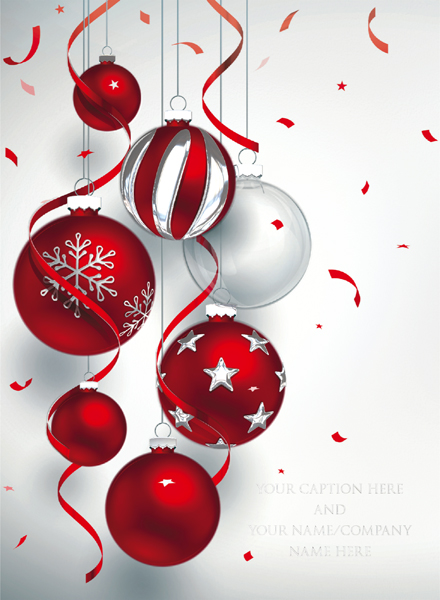 Decorated Baubles Front Personalised Christmas Card