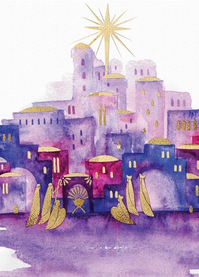 Watercolour Nativity Personalised Christmas Card