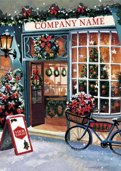 Village Store Front Personalised Christmas Card