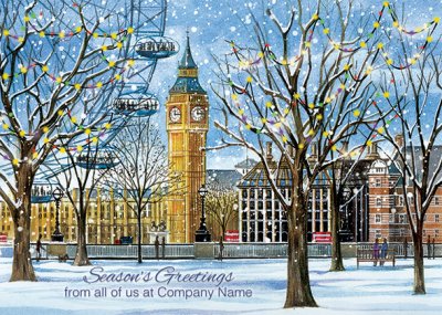Big Ben from Jubilee Gardens Personalised Christmas Card - Front Personalisation