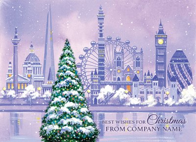City Montage Front Personalised Christmas Card