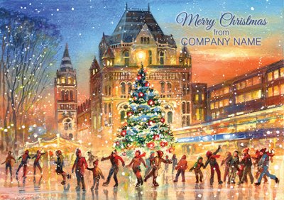 Natural History Museum skaters Front Personalised Christmas Card
