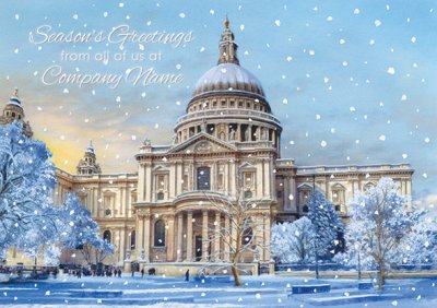 St Paul's Cathedral in Winter Personalised Christmas Card - Front Personalisation