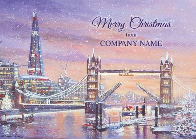Tower Bridge and the Shard Front Personalised Christmas Card