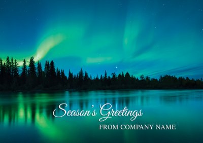 Northern Lights Front Personalised Christmas Card