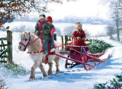 Pony Cart Personalised Christmas Card