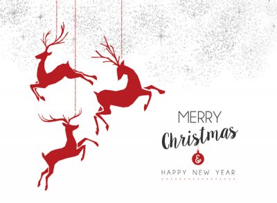 Red Deer Decoration Personalised Christmas Card