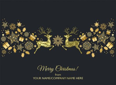 Golden Decoration Front Personalised Christmas Card