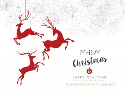 Red Deer Decoration Front Personalised Christmas Card