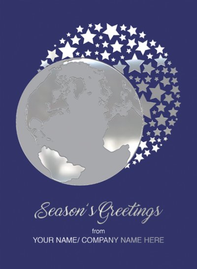 Around the World Front Personalised Christmas Card