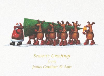 Bringing the Tree Front Personalised Christmas Card