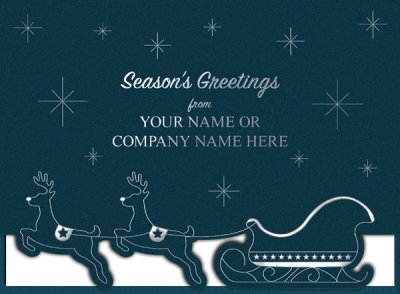 Reindeer and Sleigh Front Personalised Christmas Card