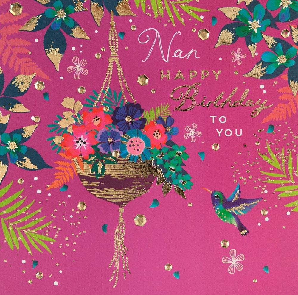 Hanging Basket Nan Birthday Card
