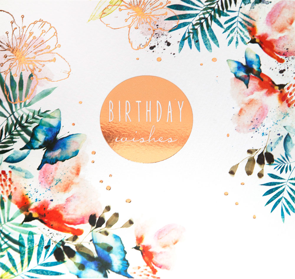 Butterflies and Flowers Birthday Card